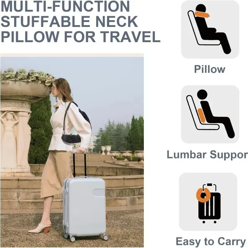 Foldable Travel Neck Pillow, No Padding, Can Store Clothes, with Adjustable Rope, Storage Bag, Suitable for Travel Use
