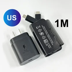 High - Speed 25W USB - C Fast Charger with Multiple Cable Length Options - Black US with 1M