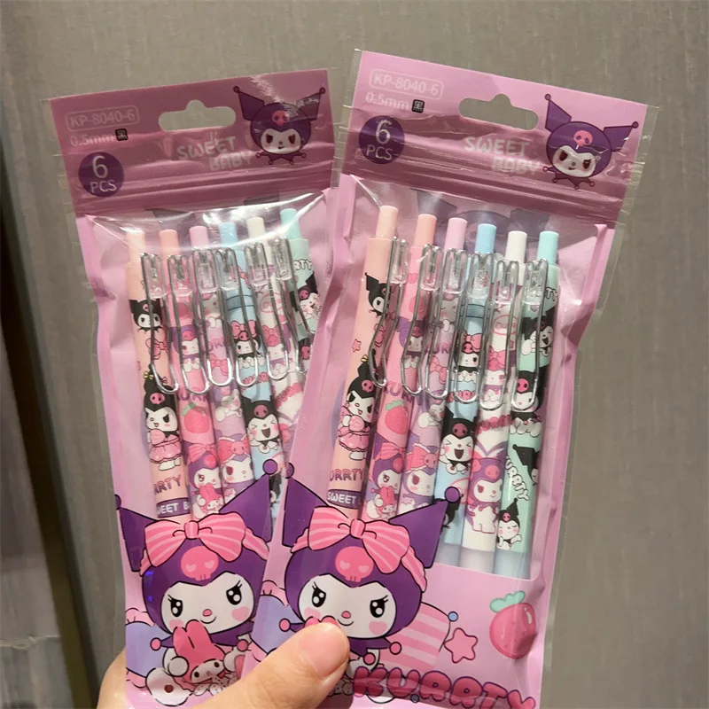 

New Sanrio Kuromi Kawaii Black Signature Pen Lovable Cartoon High Beauty Learning Stationery Quick Drying Anime Toys For Girls