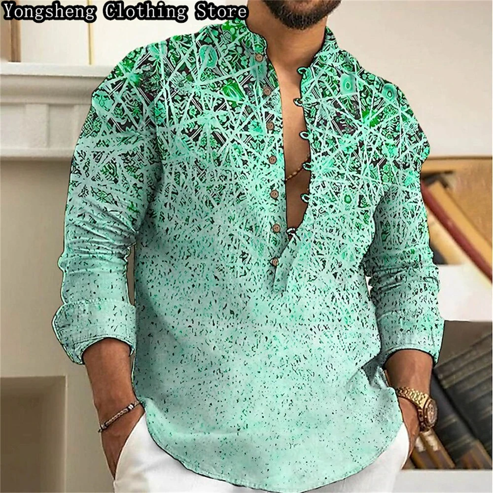 Men's Short Sleeve POLO Shirt Printed Linen Casual Shirt Independent Site Hot Selling Hawaiian Vacation Casual Clothing