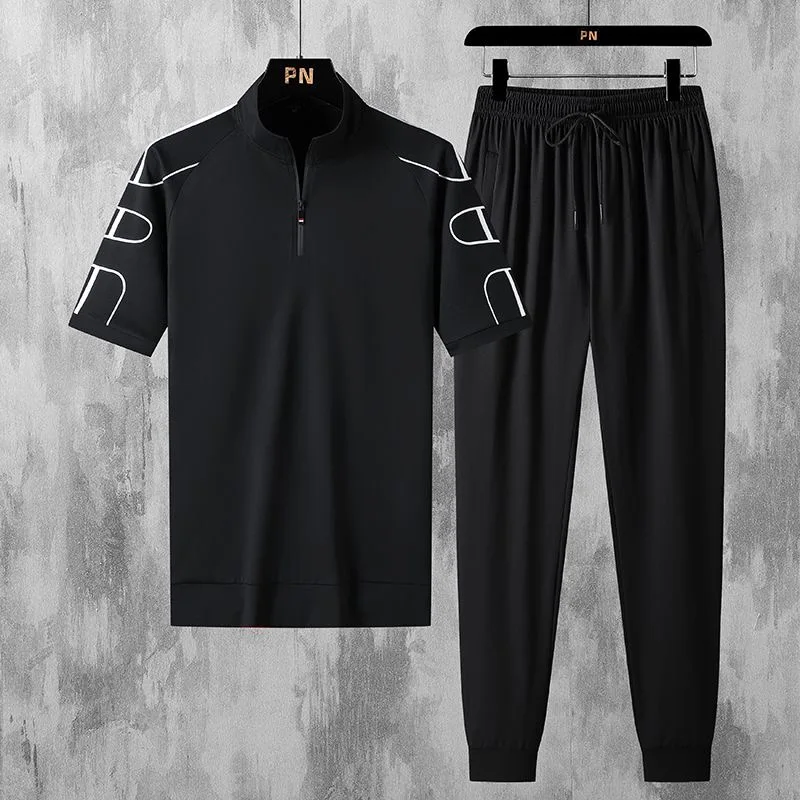 

Новинка лета 2024, модный однотонный дышащий спортивный костюм из вискозы, мужской повседневный Непринужденный удобный комплект из двух предметов большого размера