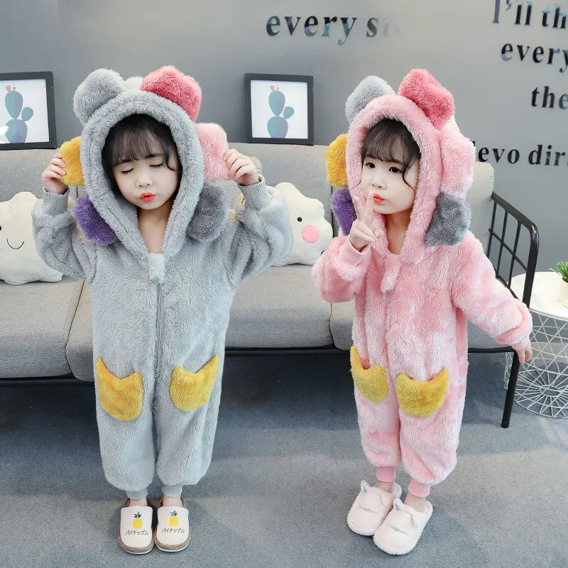 

2 шт., фланелевый теплый костюм для мальчиков и девочек 1-6 лет
