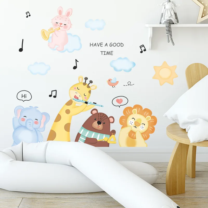 

Cartoon Animals Party Wall Sticker for Kids room Kindergarten Decor Removable Decals Home Decoration Art Murals Wallpapers DIY