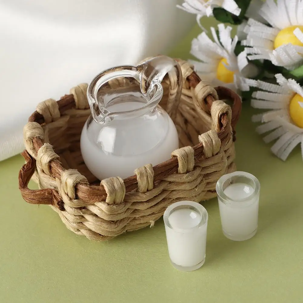 1 Set 1/12 Scale Lemon Water Orange Juice Doll Accessories Coffee Milk Drinking Model Miniature Drinks Jug Cup