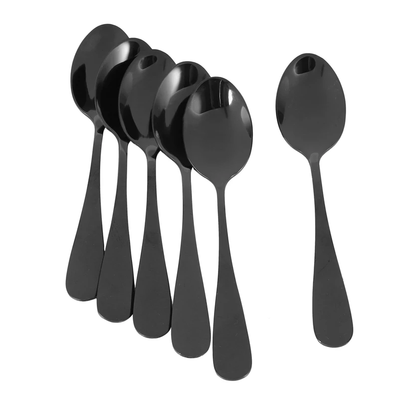 Schwarze Teelöffel Teelöffel, Mini-Edelstahl-Kuchen löffel, Schaufel für Eis, 24er-Set (schwarze Kaffee löffel)