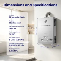 Chauffe-eau au gaz de pétrole liquéfié (GPL) SIHAO 6L 8L 10L 12L 16L 18L, chauffe-eau au propane butane 8 6