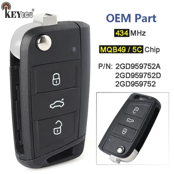 Keyforkess 434MHz MQB49 / 5C Chip 2G6 959 752 / 2G6 959 752 A / D OEN Parts Flip Remote Key Fob per Volkswagen Golf Polo 2017-2021