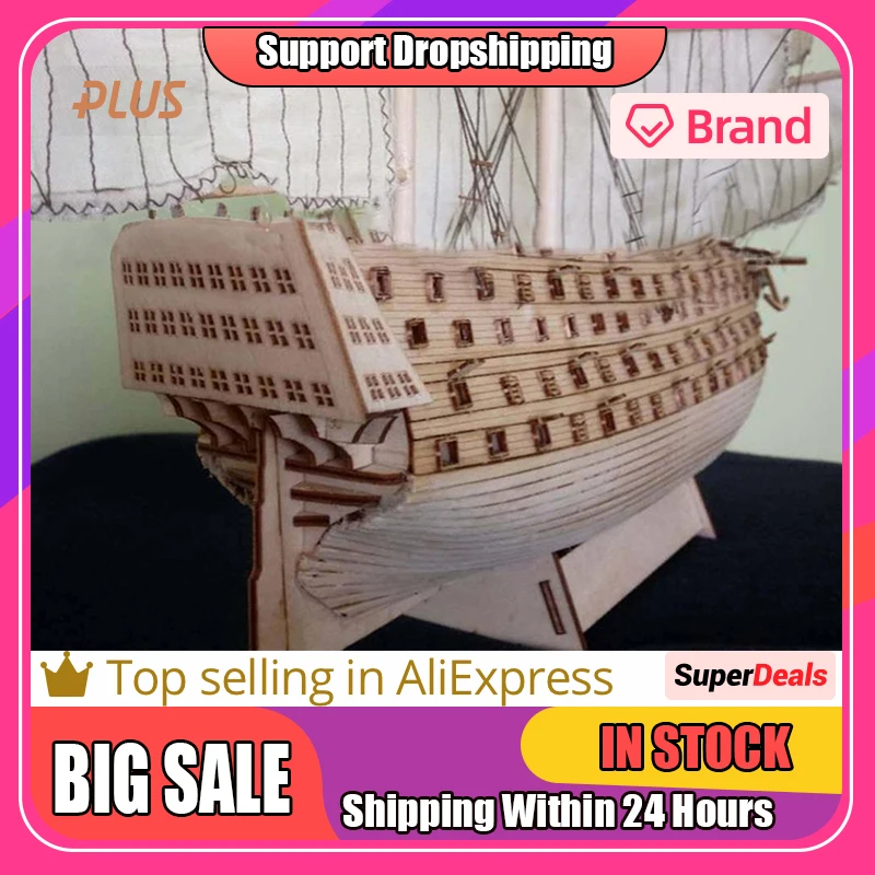 

52cm Long DIY Wood Assembled Victory Royal Navy Ship Sailboat Model Boat Decoration Toys for Children Ancient Sailing Ship Model