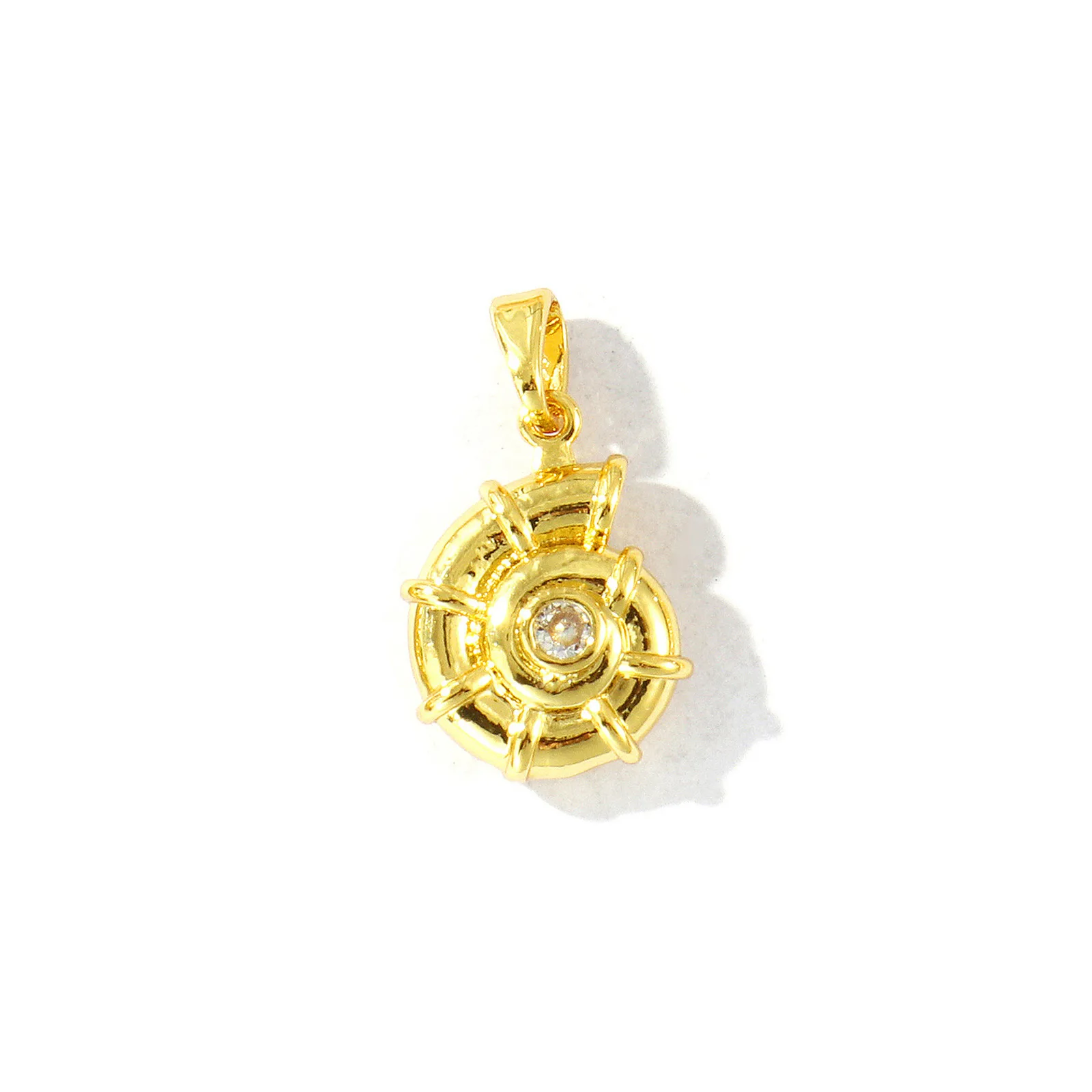 1 Stück Ozean-Schmuckanhänger mit Strass und Emaille, Muschel-/Seeschnecken-Design, Klarer Strass, Messing, 18K Vergoldet, DIY-Halsketten-Anhänger – Detail 7