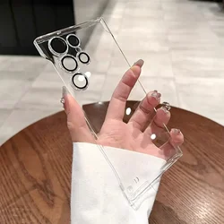 Luxury Plating Frameless Shockproof Transparent Case with Camera Lens Protection - S22Ultra (Clear)