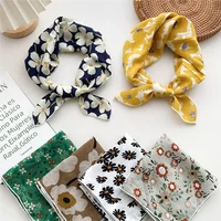 55cm Laies Headband Cotton Linen Square Scarf Women Korean College Girls Fashion Spring Autumn New Style Elegant Neck Scarves - Image 2