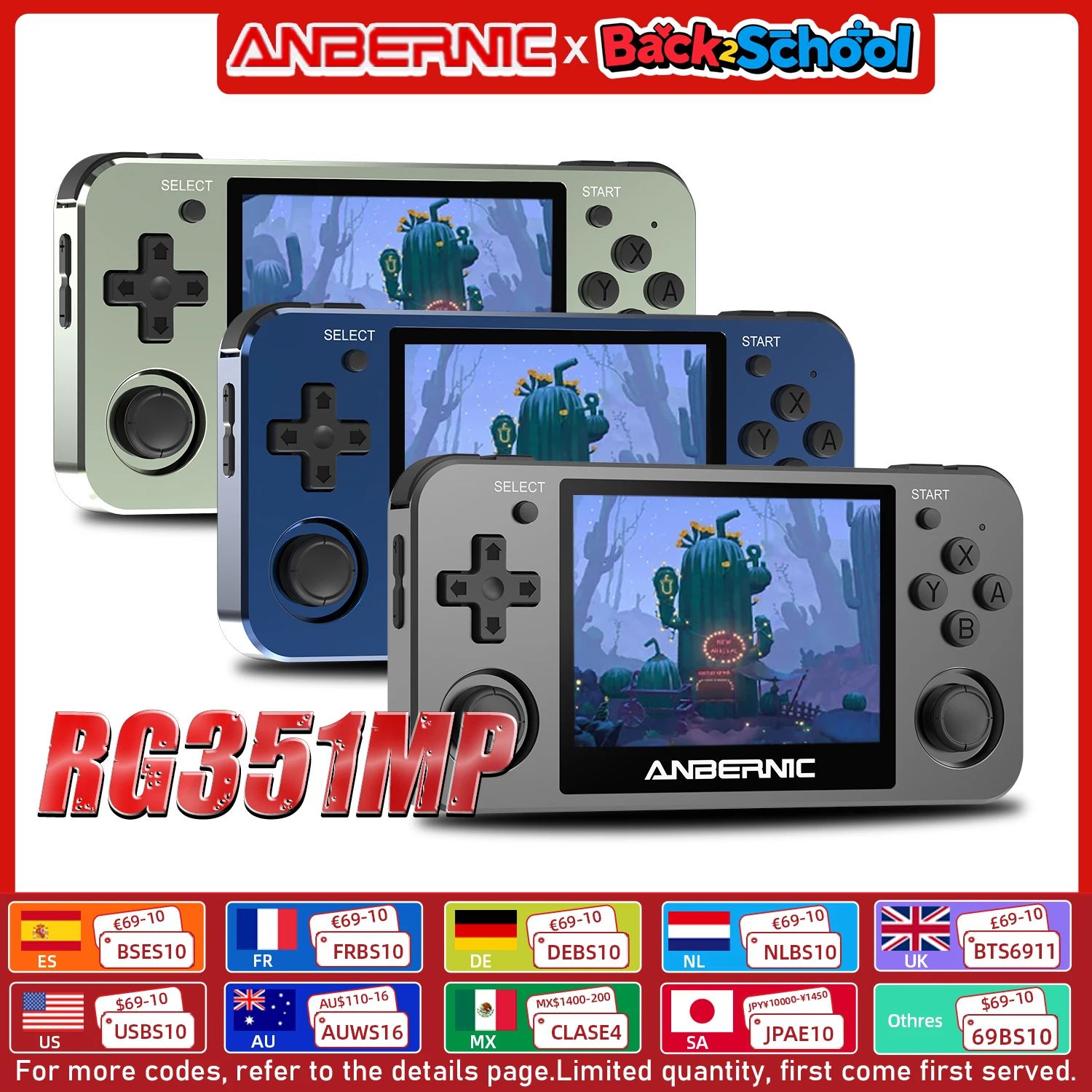 ANBERNIC RG351MP Portable Game Player Pocket Game Machine 3.5 Inch IPS Screen Support Games External Wifi 64G 2400 Games 1