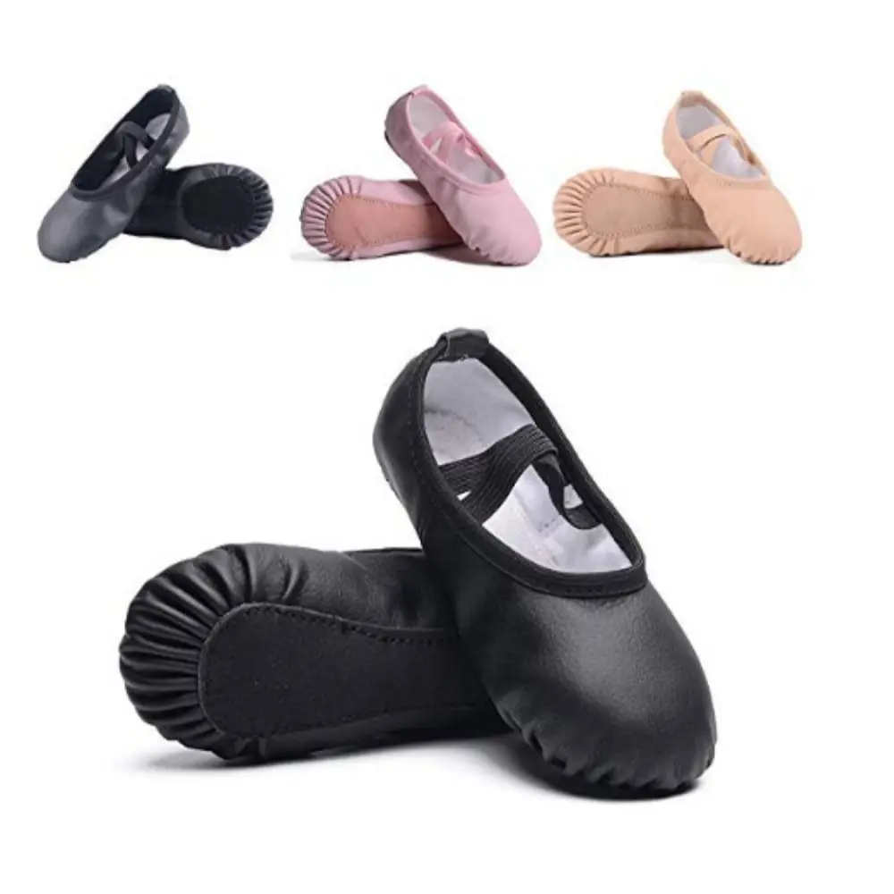 Soft Ballet Shoes Easy To Care PU Leather Size 32-40 Yoga Shoes Full Sole Wear Resistant Women's Ballet Slipper Girls 2