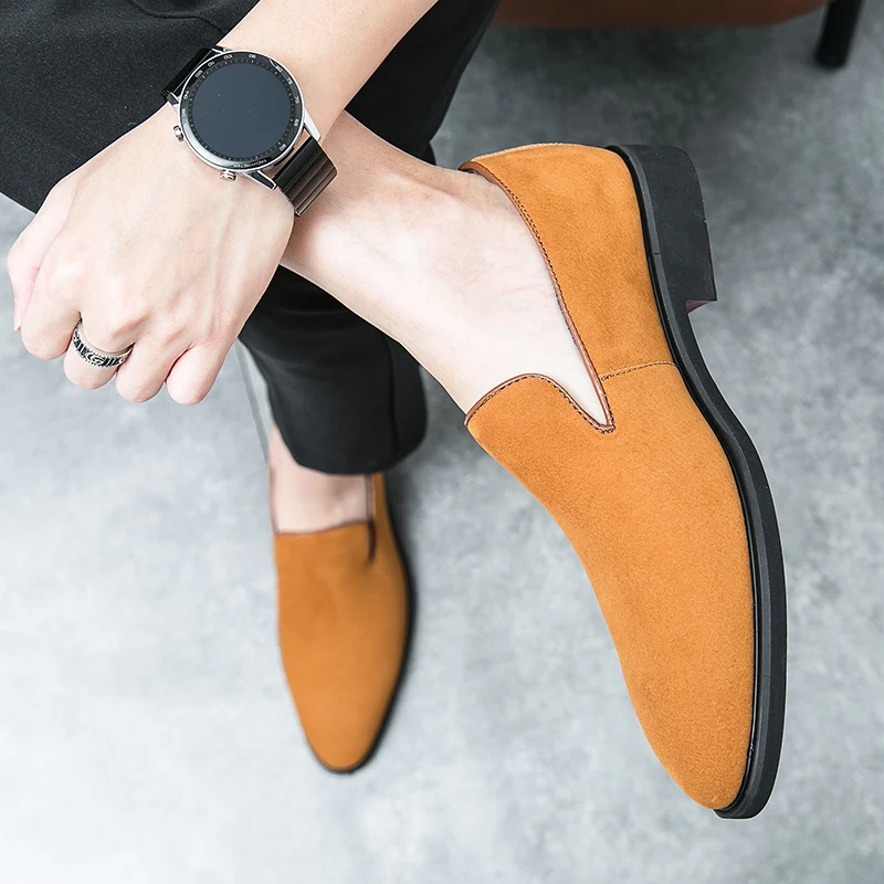 2025 New Men Gentleman Casual Moccasins Leather Loafers Black Brown Men Business Office Formal Shoes Suede Leather Driving Shoes 5