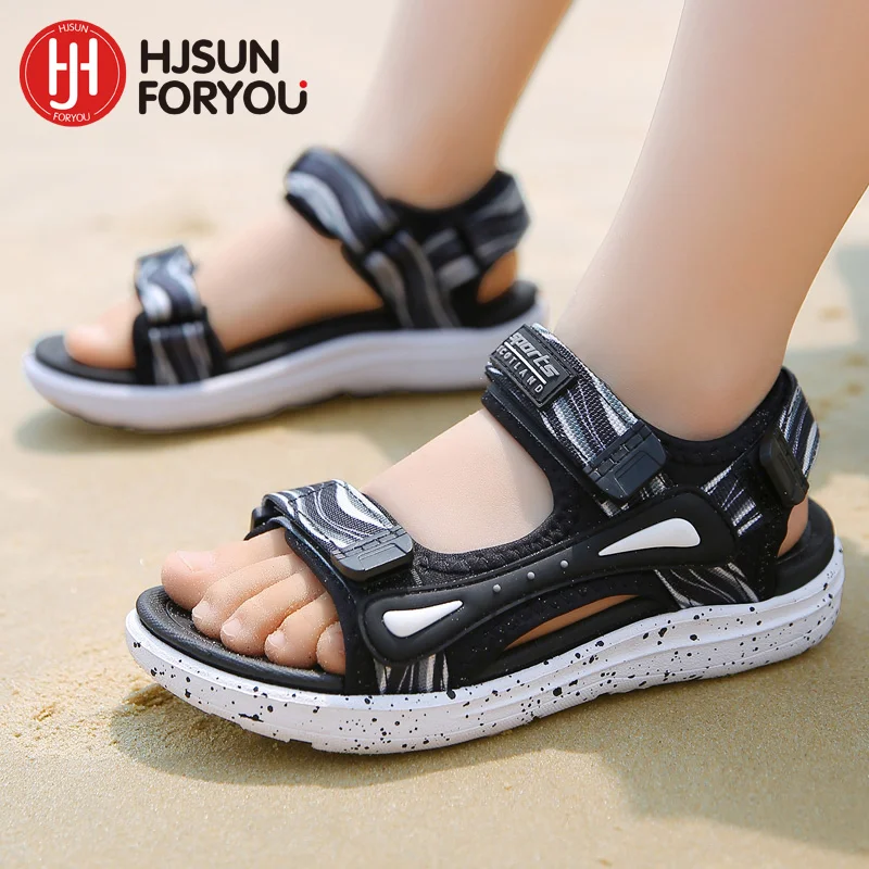 Spring Summer Kids Sandals Boys Girls Beach Shoes Breathable Flat Sandals PU Leather Children Outdoor Shoes Size 28-40