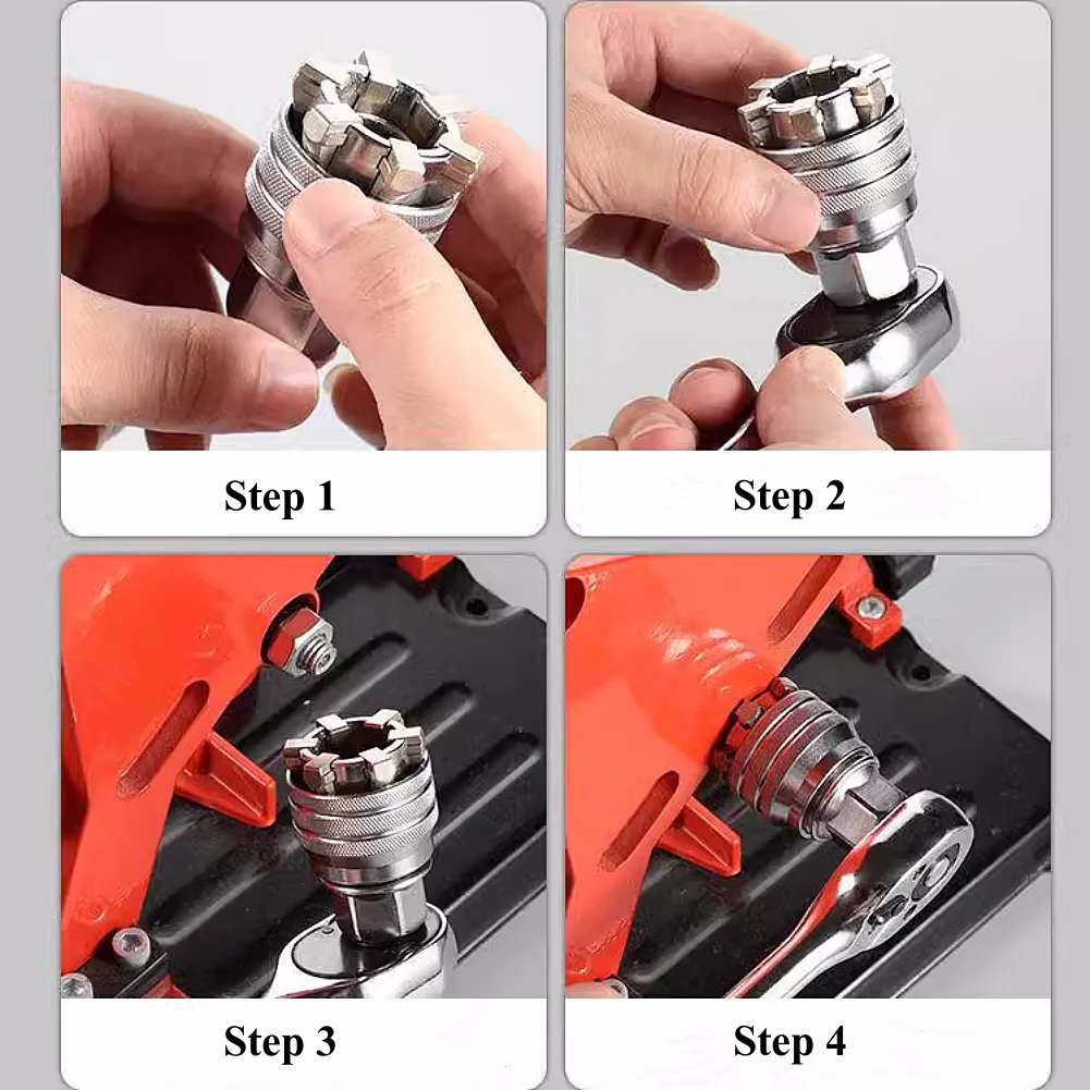 Adjustable Socket 3/8'' To 3/4'' Universal Sleeve 10-19mm Magic Socket Electric Drill Wrench Converter Power Hand Repair Tool 6