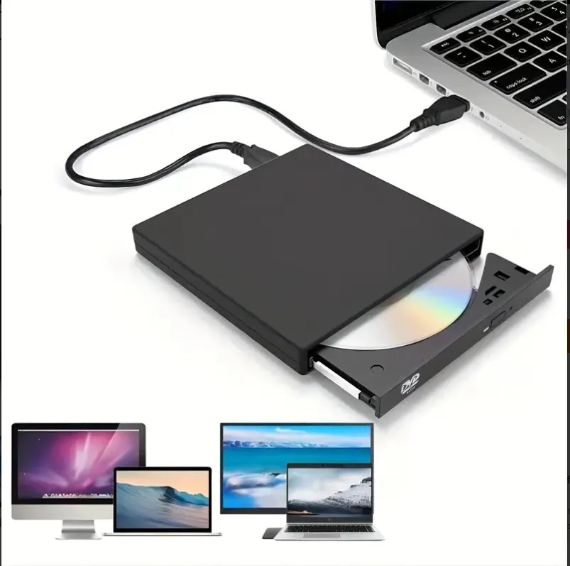 

USB 2.0 Slim Portable External CD-RW Drive DVD-RW Burner Player For Laptop Notebook PC Desktop Computer