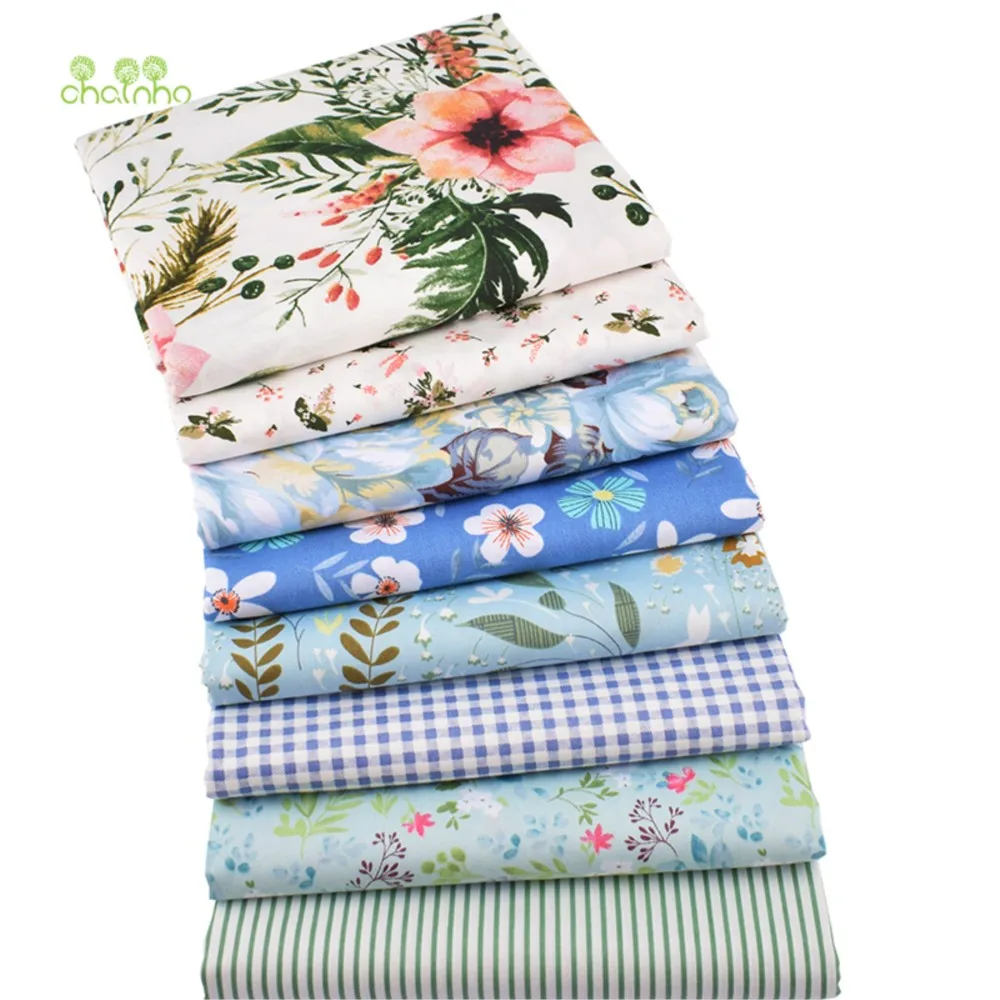 Chainho,Printed Twill Weave Cotton Fabric,DIY Sewing Quilting Material,Patchwork Cloth,8 Design Series,2 Specification,CC107