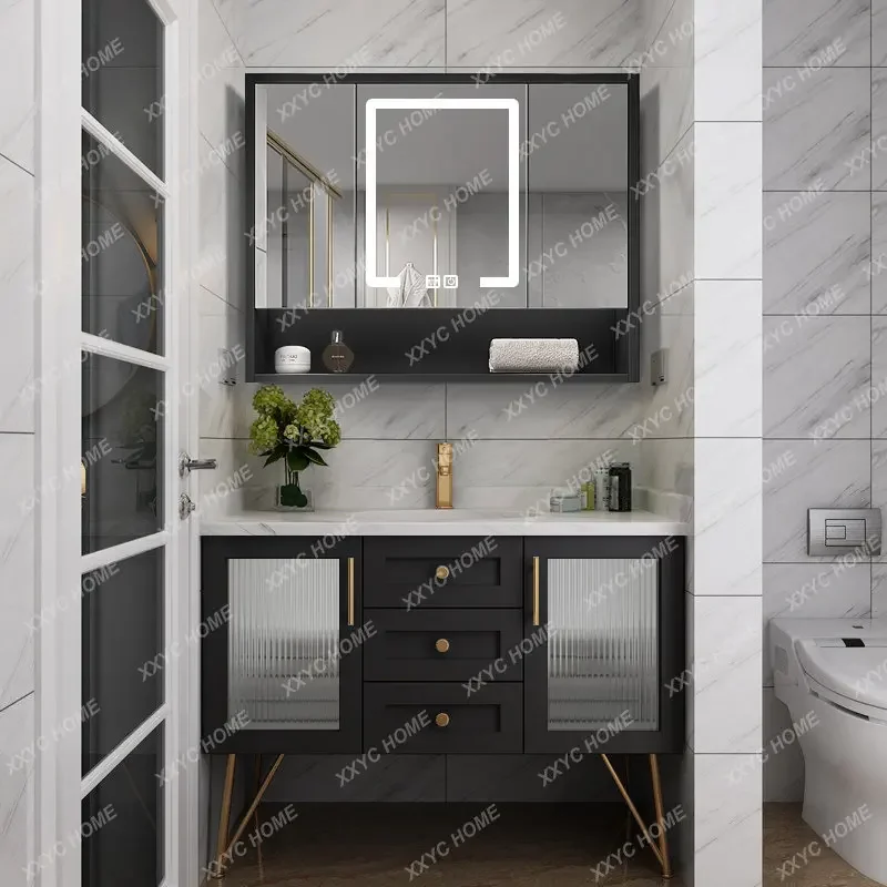 Combination Stone Plate Bathroom Cabinet Light Luxury Modern Simple Hand Washing Washbasin Smart Washstand