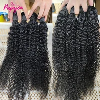 12A paquets brésiliens crépus bouclés avec fermeture paquet de cheveux humains Jerrly paquets de cheveux bouclés avec fermeture 4x4 dentelle transparente 3