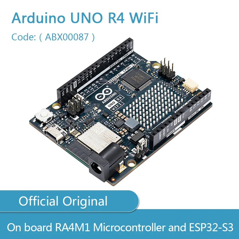 

Оригинальная плата разработки Arduino UNO R4 WiFi ABX00087, объединение микропроцессора RA4M1 со стандартом детской