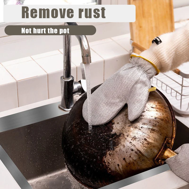 Rust Removal Cleaning Gloves Kitchen Insulation Gloves Steel Wire Dishwashing Cleaning Cloth Waterproof Pot dishwashing gloves cleaning gloves
