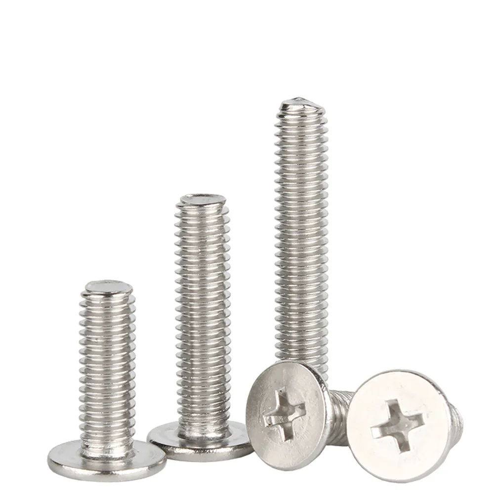 Flat Head Screw 5-20Pcs M1.4 M1.6 M2 M2.5 M3 M4 M5 M6 M8 CM Cross Phillips Ultra Thin Super Low Flat Wafer Head Screw Bolt 304 Stainless Steel