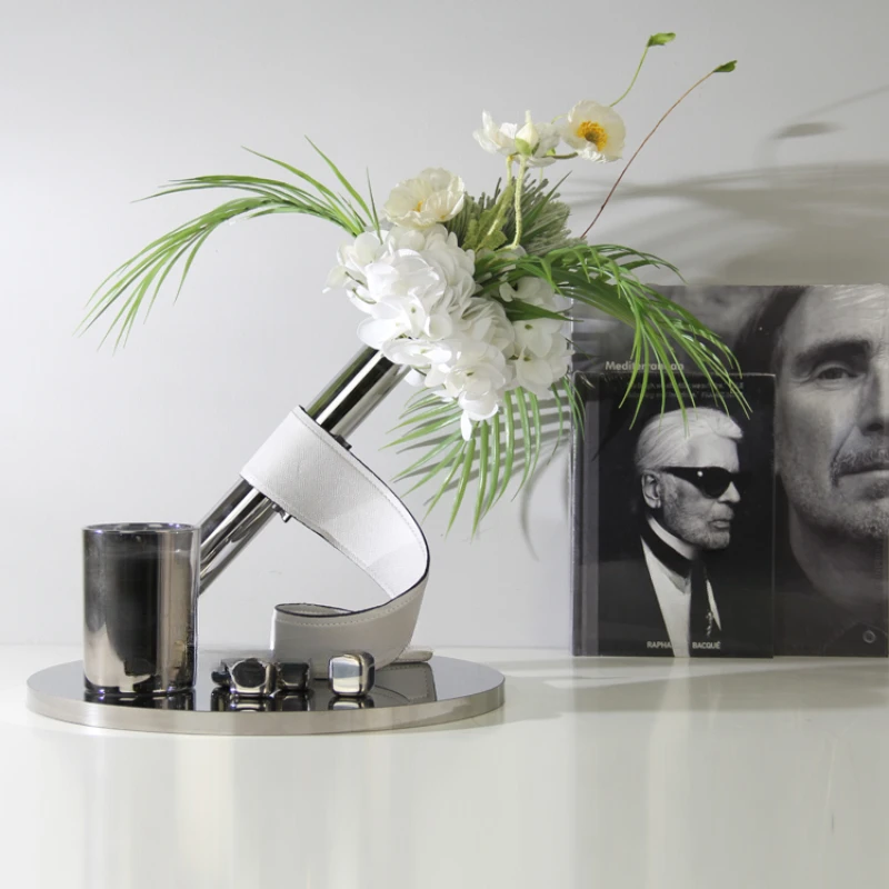 Metal round tray living room dining candlestick ornaments