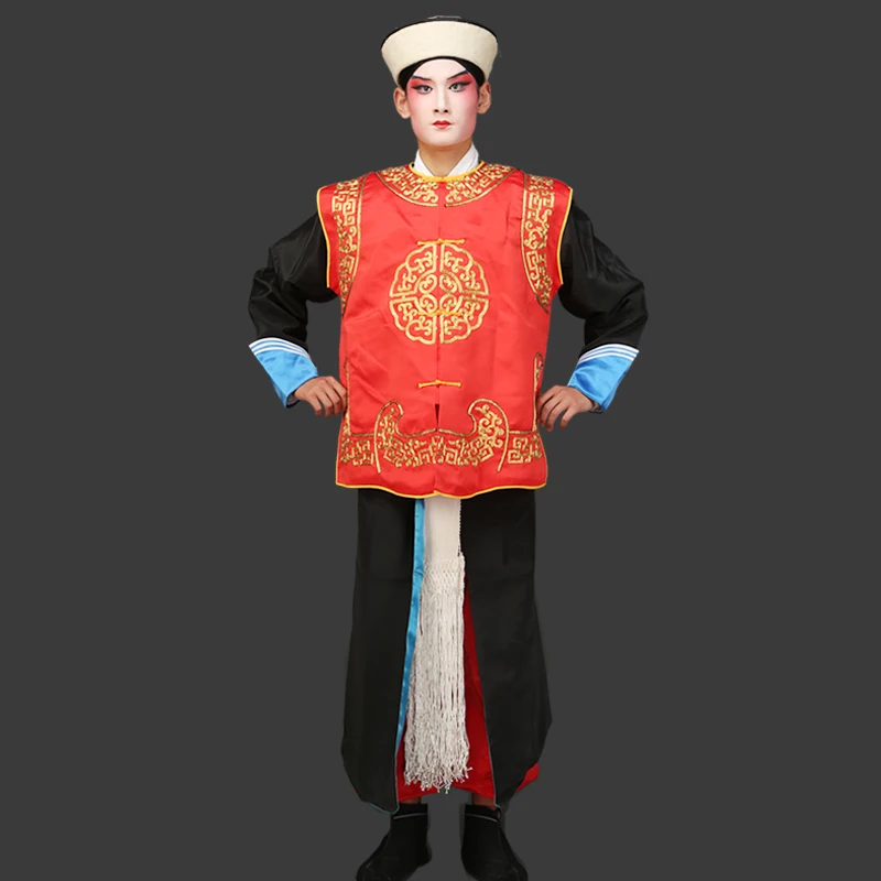 

Peking Opera Drama Yamen Officer Cosplay Clothing Wu Sheng Costume Soldier Captor Vest Suits Ancient Stage Performance Apparel