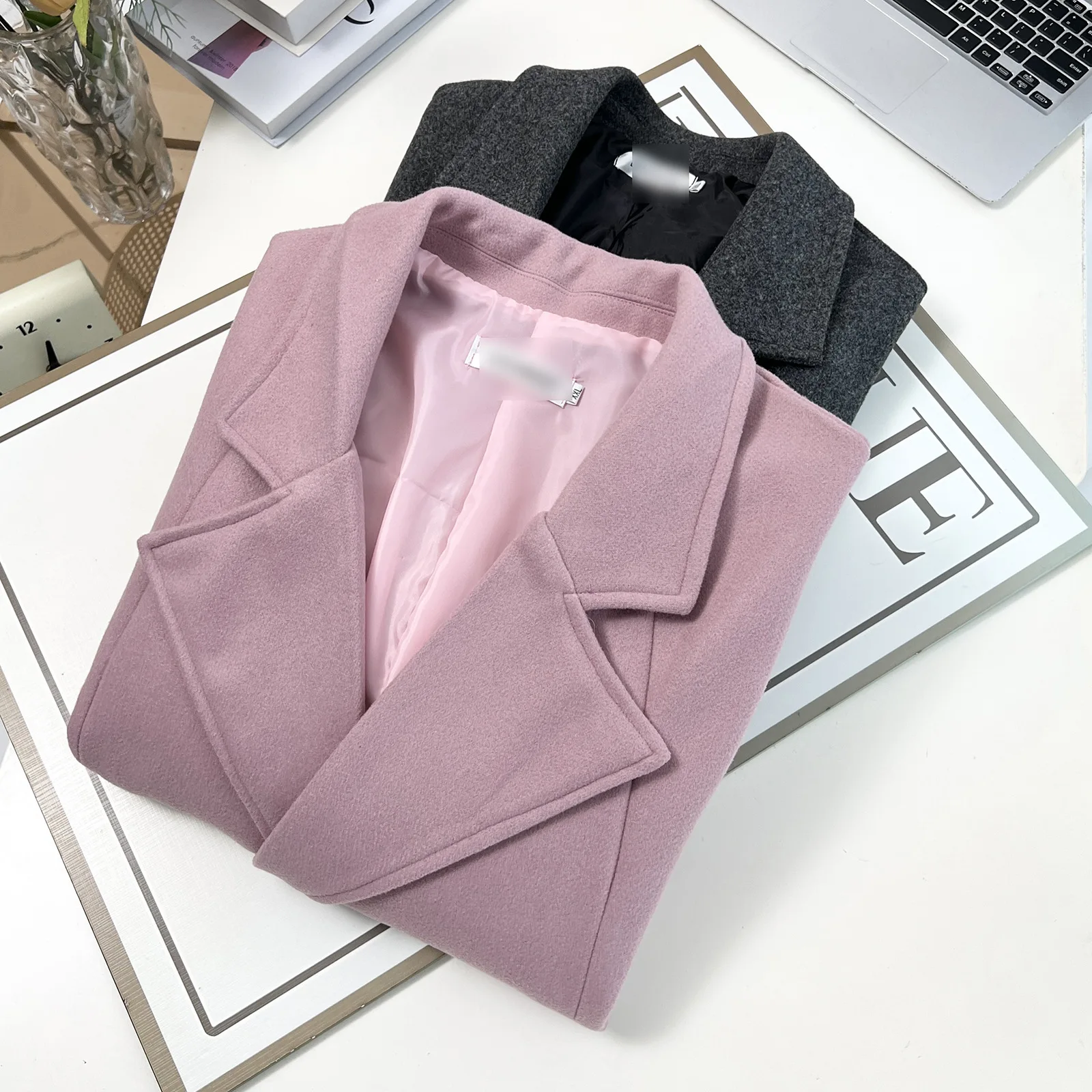 XXXXL Fashion Plus Size Women's Woolen Overcoat 2025 Winter New Style Elegant mid-length Tailored Collar Coat 1636