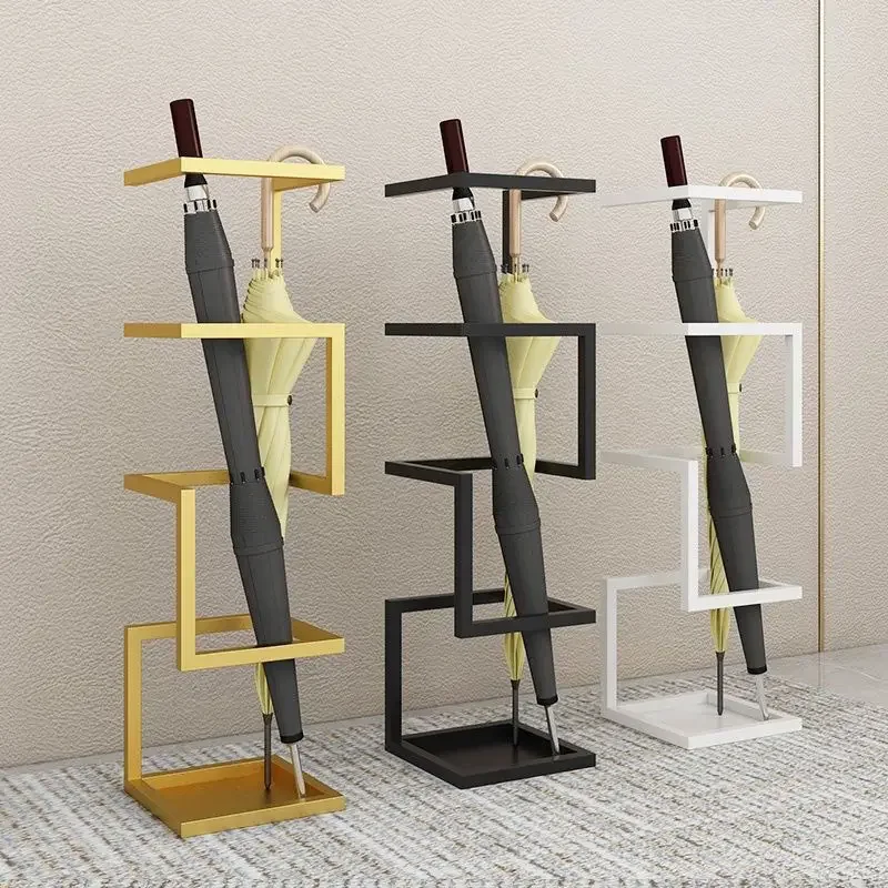 Simple Iron Umbrella Stand Geometric Parasol Holder High Temperature Paint Hollow Design Display Stand Elegant