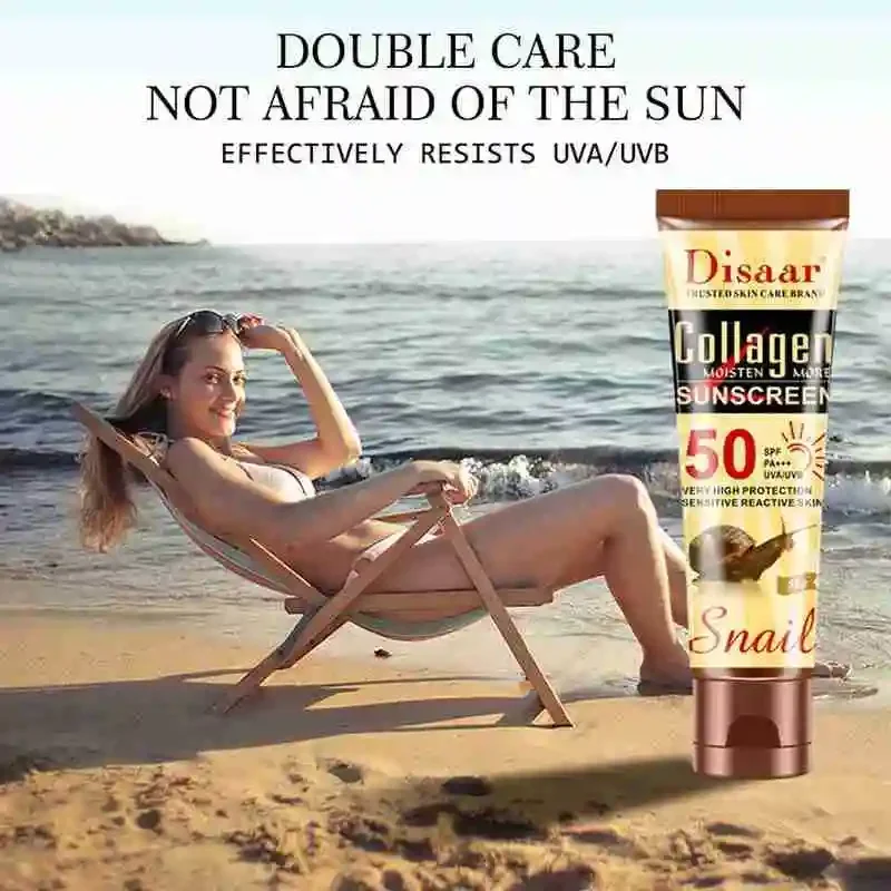 Disaar Collagen Snail Sunscreen Face Body Skin Care SPF50++ UVA UVB Sun Protection Cream Oil-Control Moisturizing Sun Screen