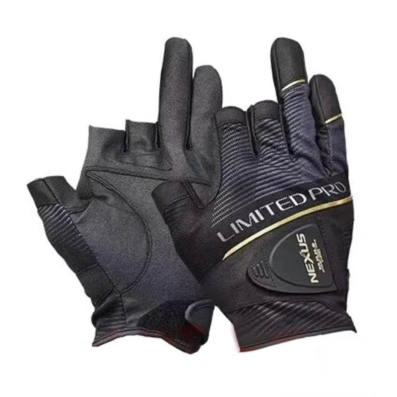 1 Pair Soft Leather Fishing Gloves for Men Anti Slip 3 Fingers Cut Sports Gloves Hiking Cycling Fishing Wear-resistant
