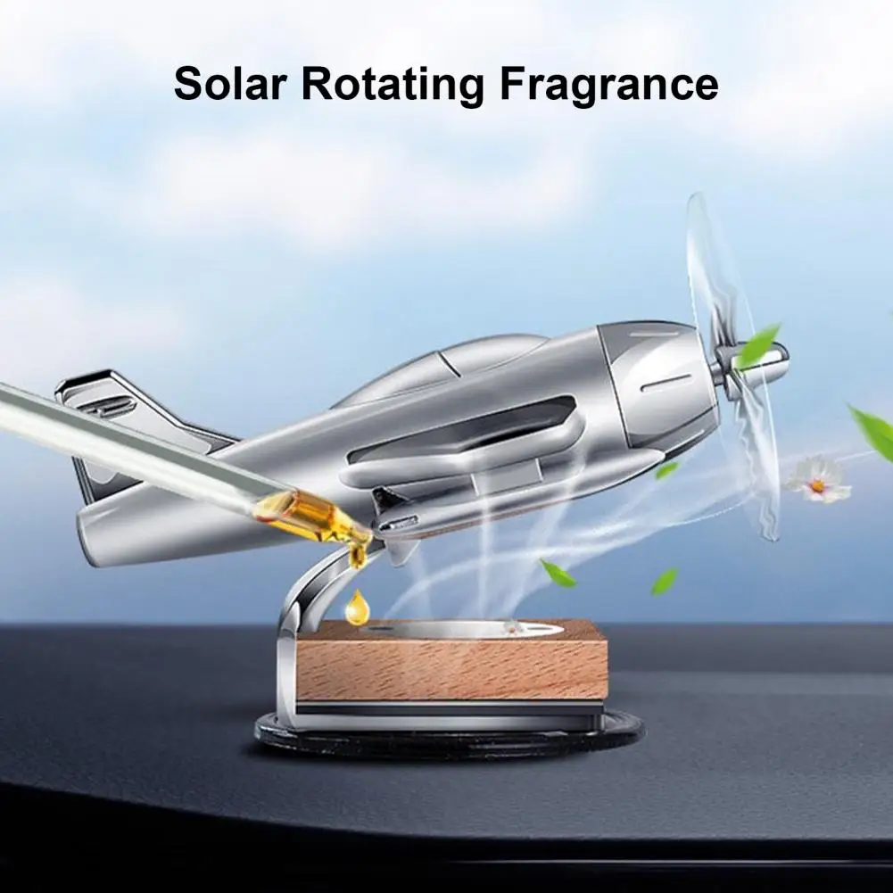 Car Air Freshener Car Essential Oil Diffuser Solar Airplane Car Diffuser Wooden Base Fragrance Aromatherapy Ornaments (Without Perfume)