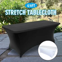 

4/6FT Stretch Spandex Rectangular Fitted Table Cloth Cover Wedding Party Decor Tablecloth Home Dining Table Cover Garden Textile