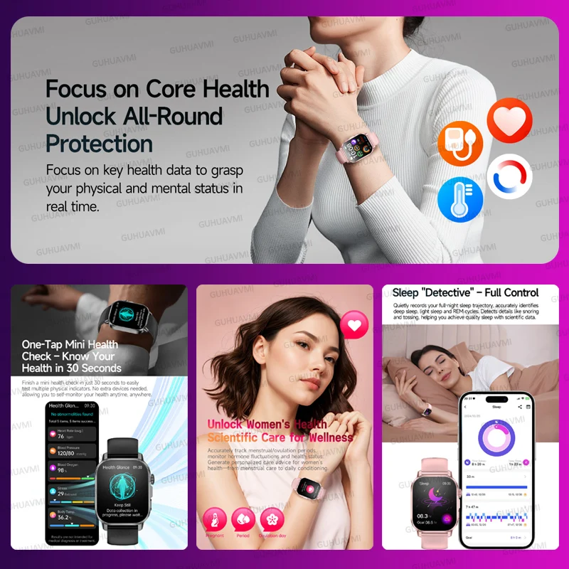 Women Physical Examination Smart Watch ECG+HRV Blood Pressure Blood Oxygen Blood Fat Heart Rate Temp Health Diagnosis Smartwatch 4
