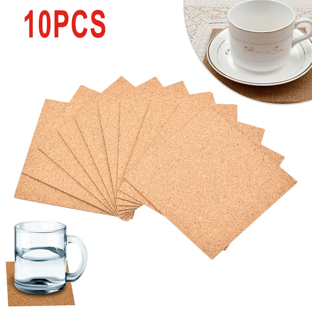 

10PCS Self-Sticky Cork Coasters Squares Cork Mats Cork Backing Sheets For Coasters DIY Craft Supplies Backing Sheet For Home Bar