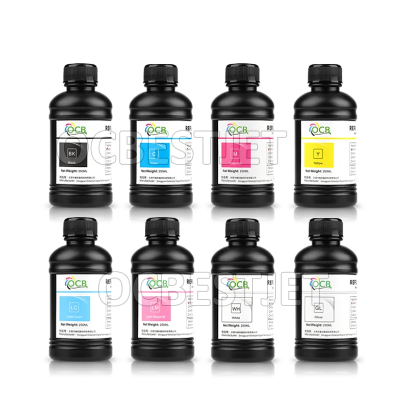Inkjet Printer Ink 250ML LED UV Ink DX4 DX5 DX6 DX7 DX10 TX800 XP600 Printhead Epson 1390 L800 L1800 L805 R1800 R1900 UV Modified Printer