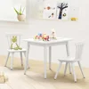 Windsor Kids Table and 2 Chair Set, Rubberwood Toddler Table and Chair Set for Art, Play, Craft, Activity, Children Table，White 2