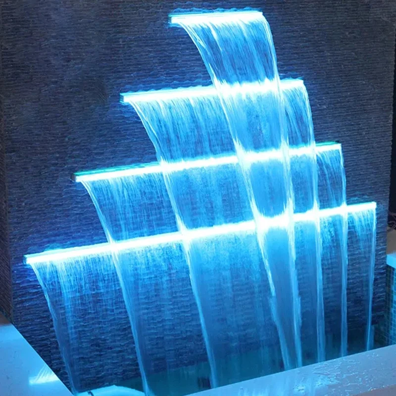 Outdoor Decorative Wall Hanging Fountain Spillway AC 12V LED Lighting Artificial Swimming Pool Waterfall Sheer Descent Cascade decorative wall fountain