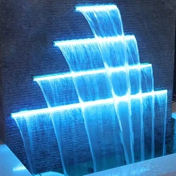 Outdoor Decorative Wall Hanging Fountain Spillway AC 12V LED Lighting Artificial Swimming Pool Waterfall Sheer Descent Cascade