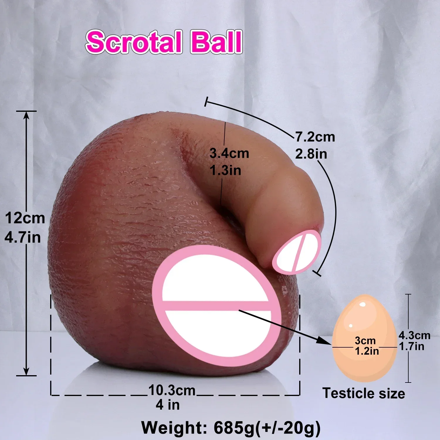 Soft Big Scrotum Squeezing Sex Toy Realistic Dildo Penis That Can't Be Masturbated 2 Kneadable Testicles Stress Relief Balls
