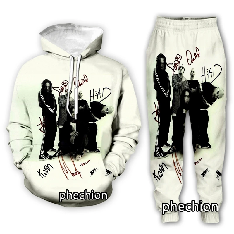 

phechion New Men/Women Korn Band 3D Print Clothing Long Sleeve Fashion Sweatshirt Hoodies Sport Casual Pants Z105