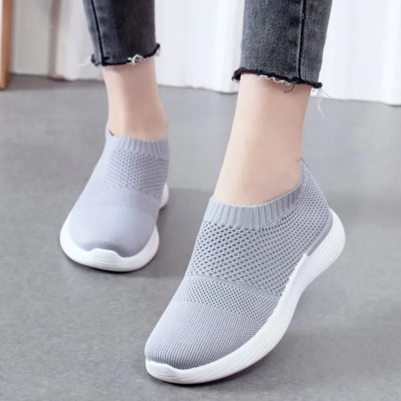 Crestar Women Casual Sports Shoes Outdoor Slip On Lightweight Runing Shoes Breathable Hollowing Mesh Sneakers Leisure Flat Shoes 3