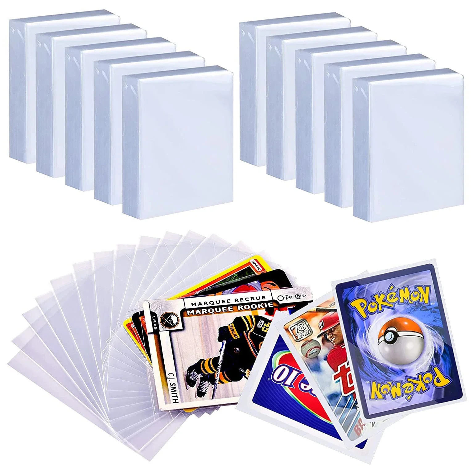 10 Pcs Trading Cards Protector Case Acrylic Clear Graded Card Holders with Label Position Hard Card Sleeves, Size: 65