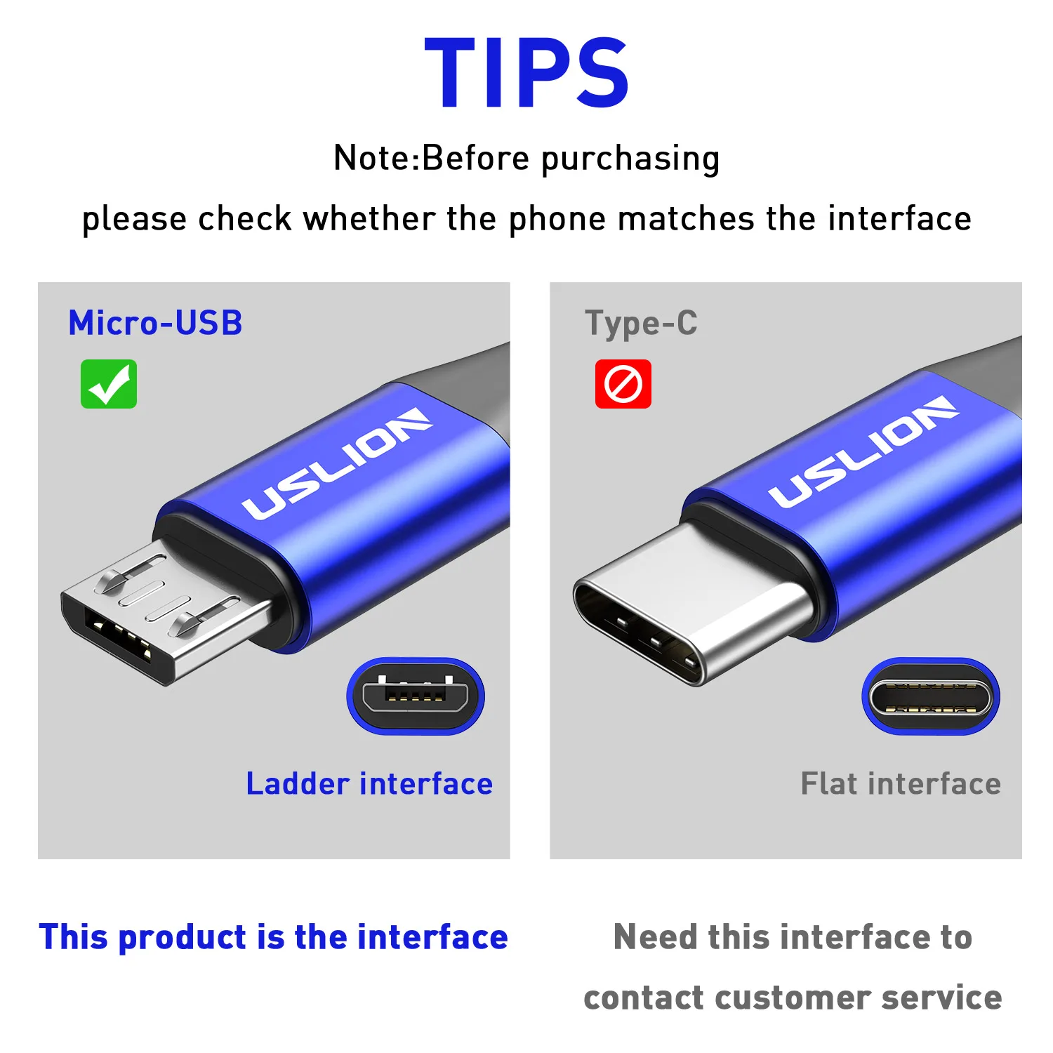 USLION Micro USB Cable Fast Charging For Samsung Xiaomi Android Redmi Note 5 Pro Data Cable Mobile Phone Charger Wire Cord Blue