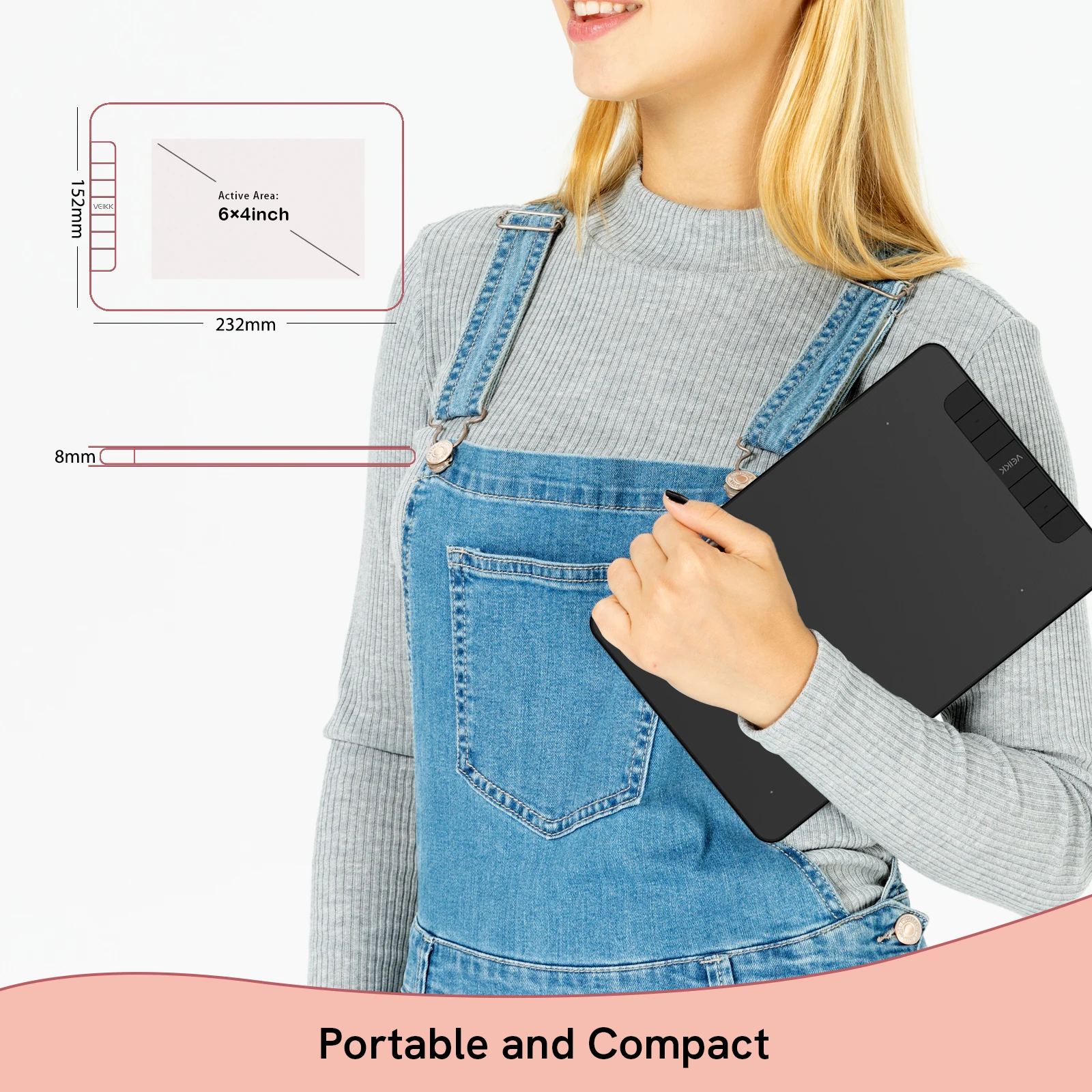 VEIKK VK640 Drawing Tablet 6x4 Inch Portable OSU Graphics Tablet With 8192 Levels Battery-Free Stylus Support Android/Mac OS 2