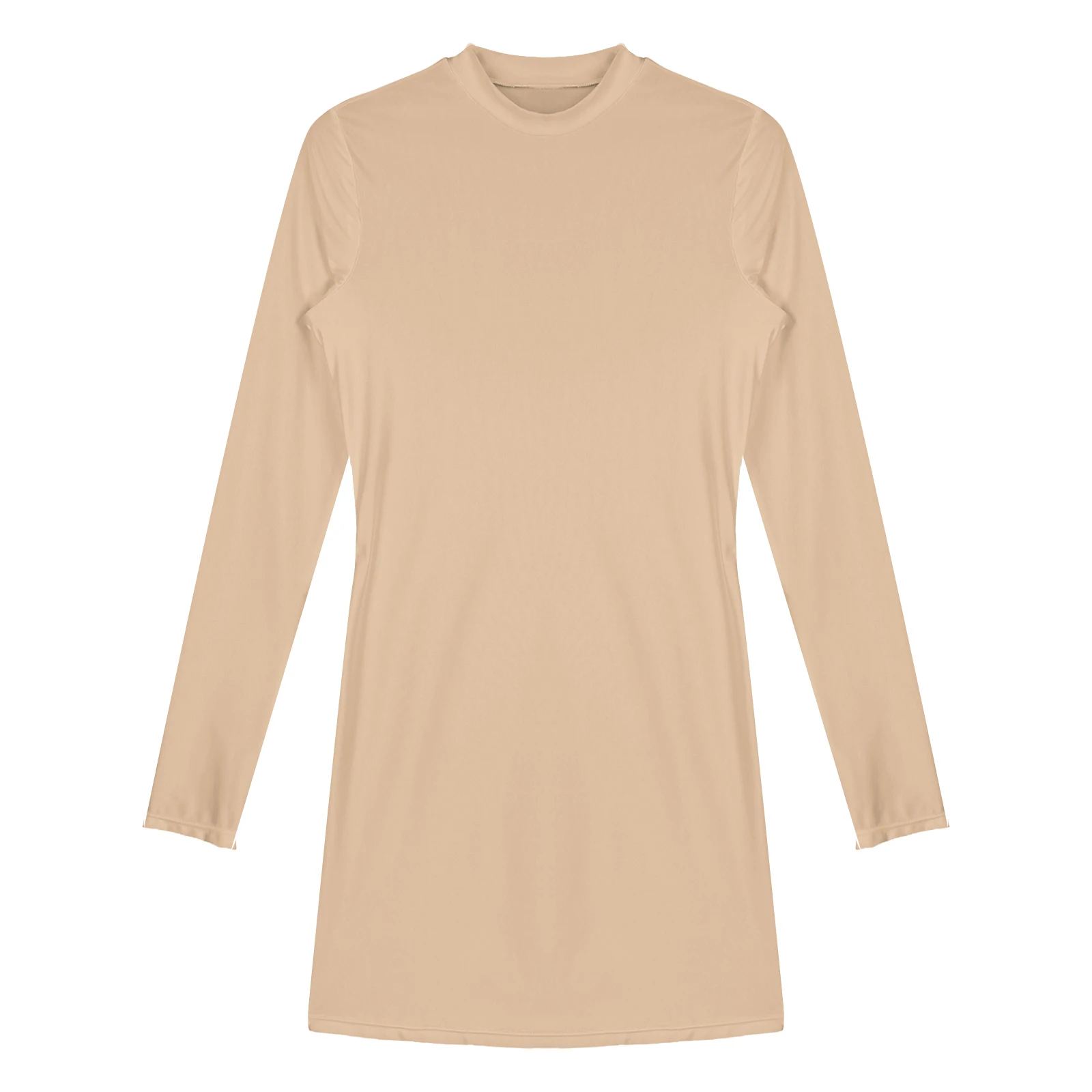 Women Oil Bodycon Dress Smooth Stretchy Tight Party Dress Female Sexy Envening Dresses Glossy Long Sleeve Bodycon Dress Clubwear 5