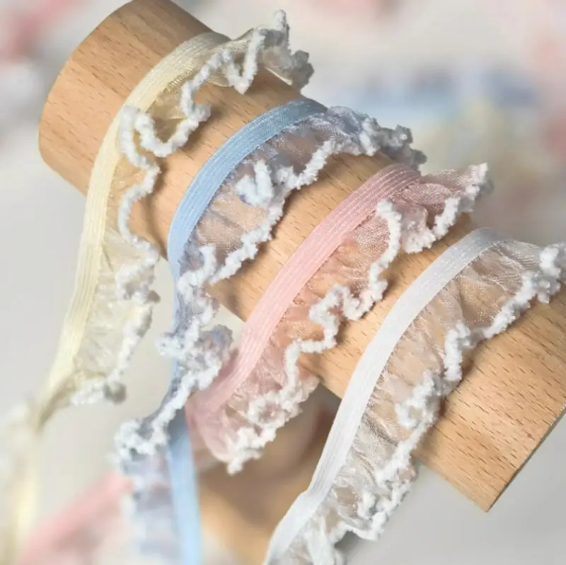 Lace Ribbon Lace Fabric Lace Sewing Accessories Lace Sewing Supplies Lace Accessories Lace Garment Accessories 2 Meters Apparel Sewing DIY Elastic Ruffle Lace Trim Pleated 2cm