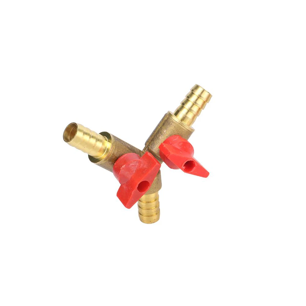 Brass Hose Barb Valve 6 8 10 12mm 3-Way for Fuel Gas Diesel Pipe